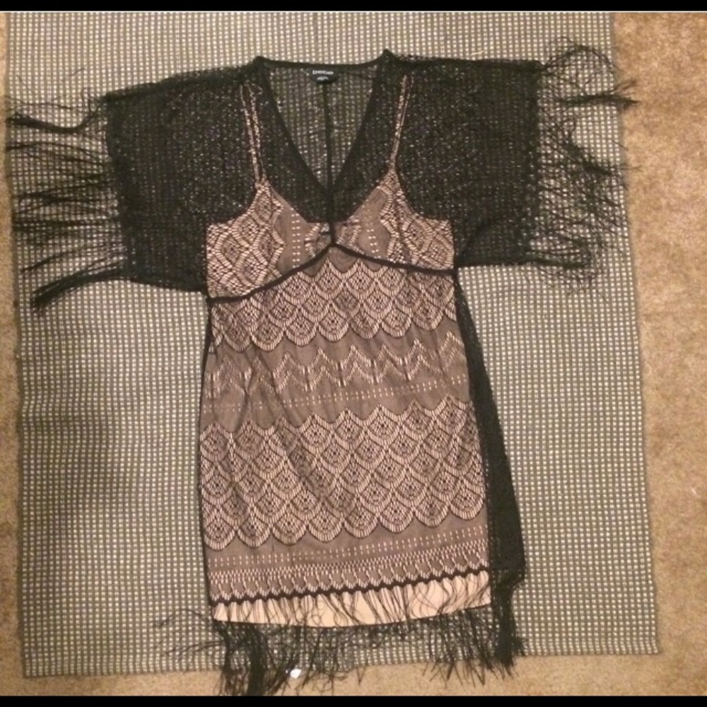 BeBe Lace Overlay Dress